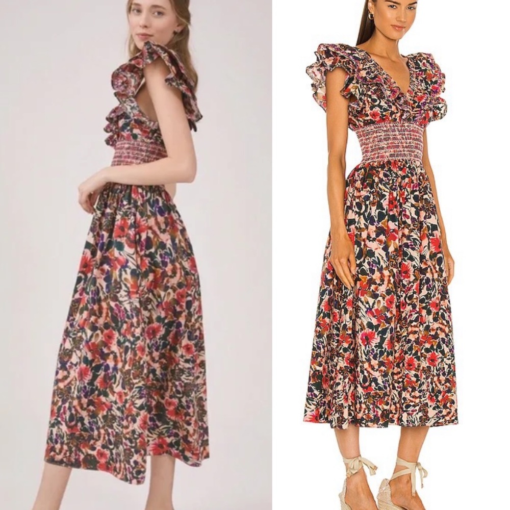 Revolve “Something Navy” Natalie Smocked Midi Dress